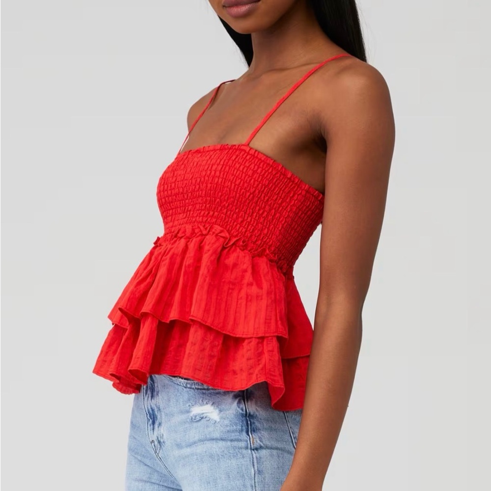 BB Dakota Scarlet Smocked Ruffle Camisole